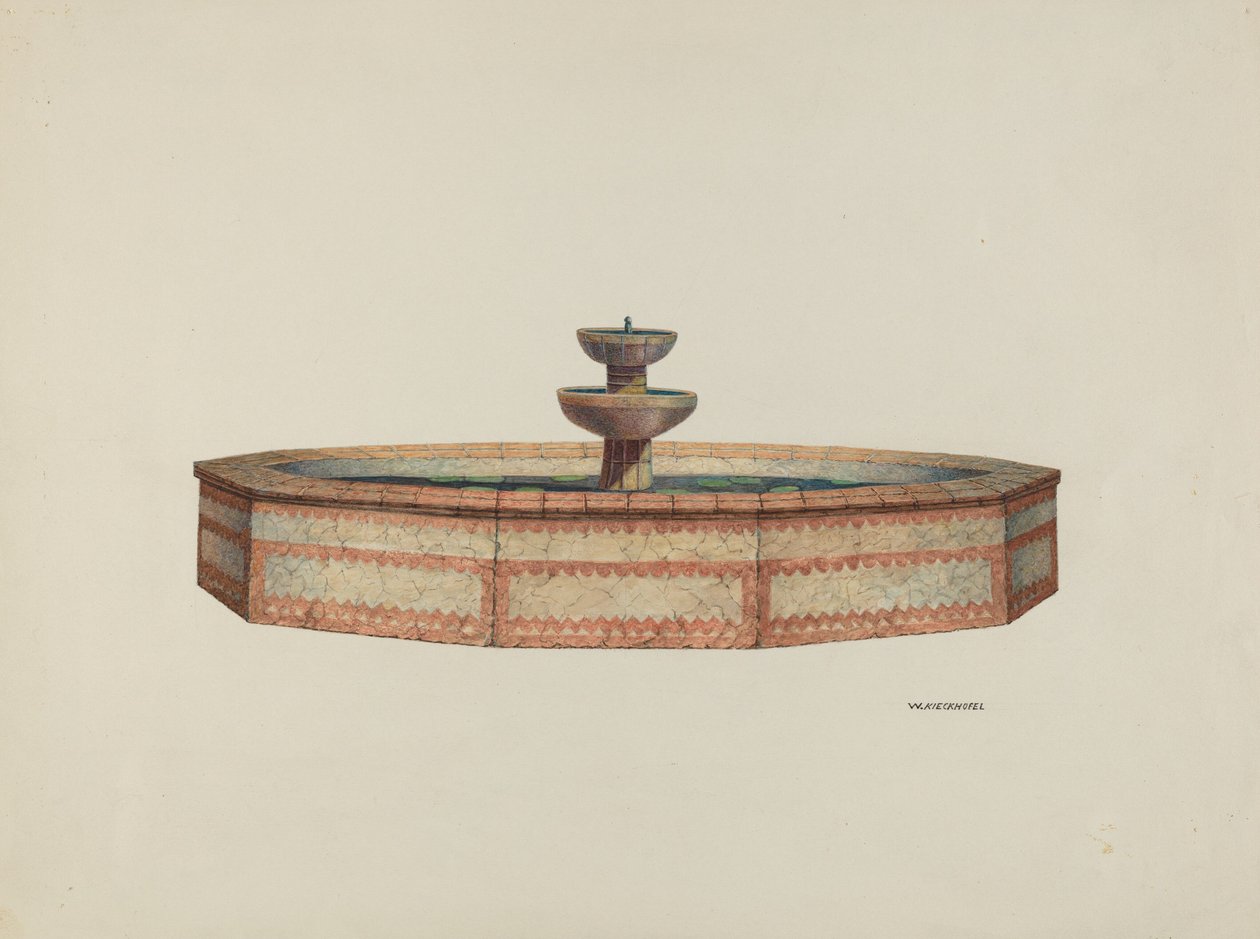 Mission Fountain, 1941. de William Kieckhofel