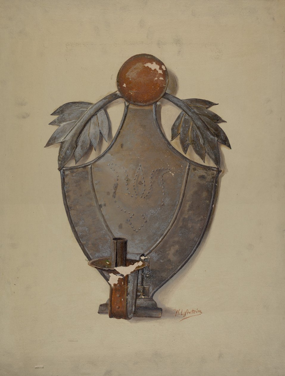 Pai. German Tin Sconce, c. 1937. de William L Antrim