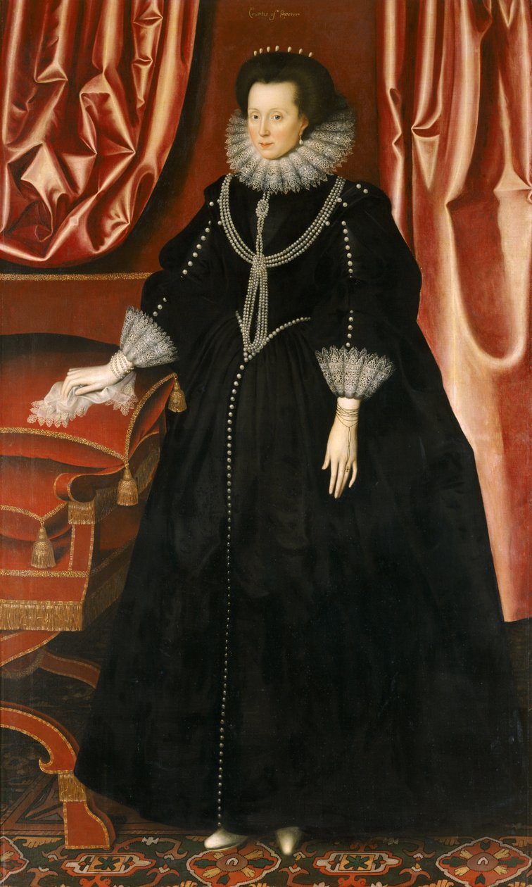 Elizabeth Drury, Condessa de Exeter, c.1615 (óleo sobre tela) de William Larkin