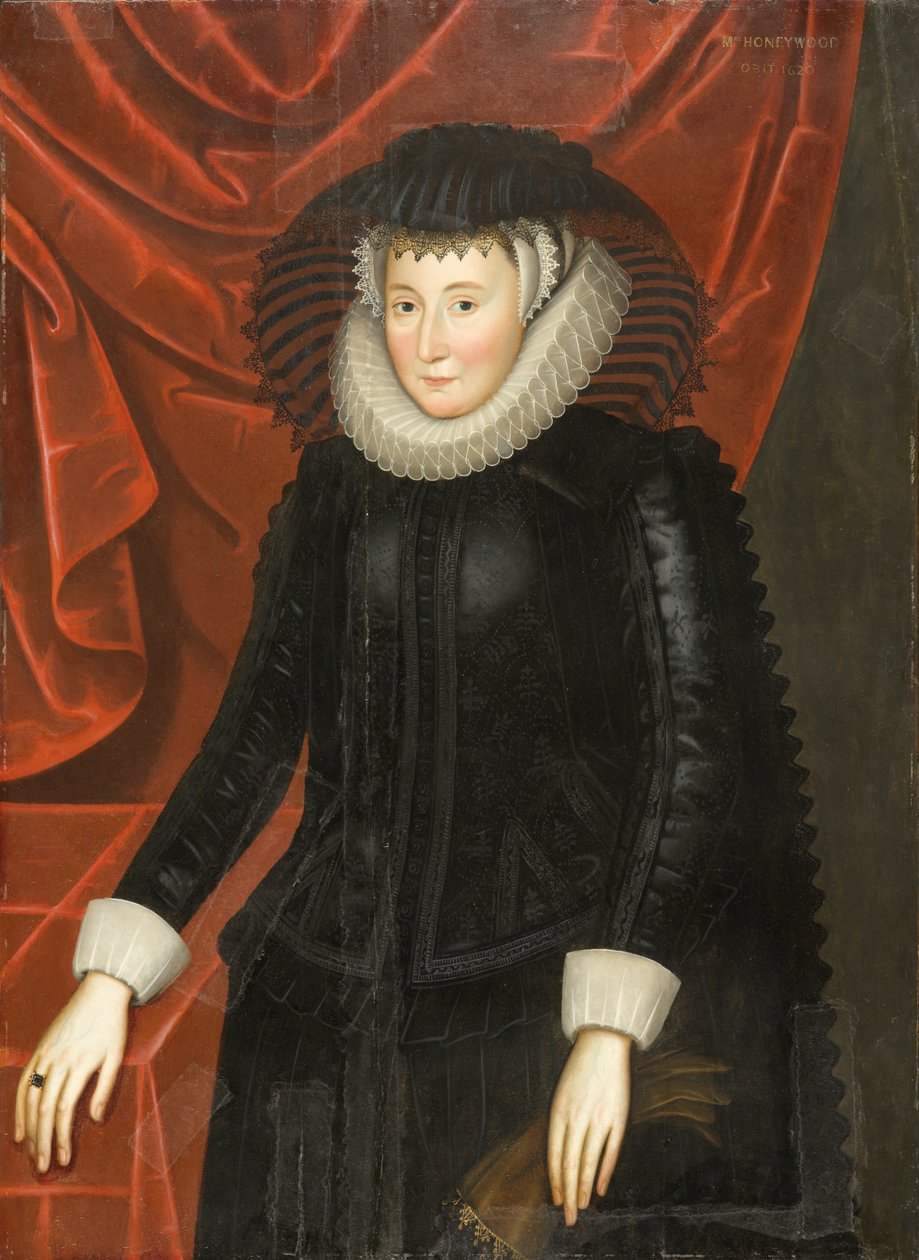 Retrato de Lady Katherine Smythe Scott (por volta de 1564-1616), por volta de 1625 (óleo sobre painel de carvalho) de William Larkin