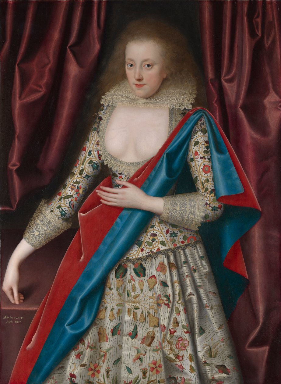 Retrato de uma jovem senhora, possivelmente Jane, Lady Thornhaugh de William Larkin