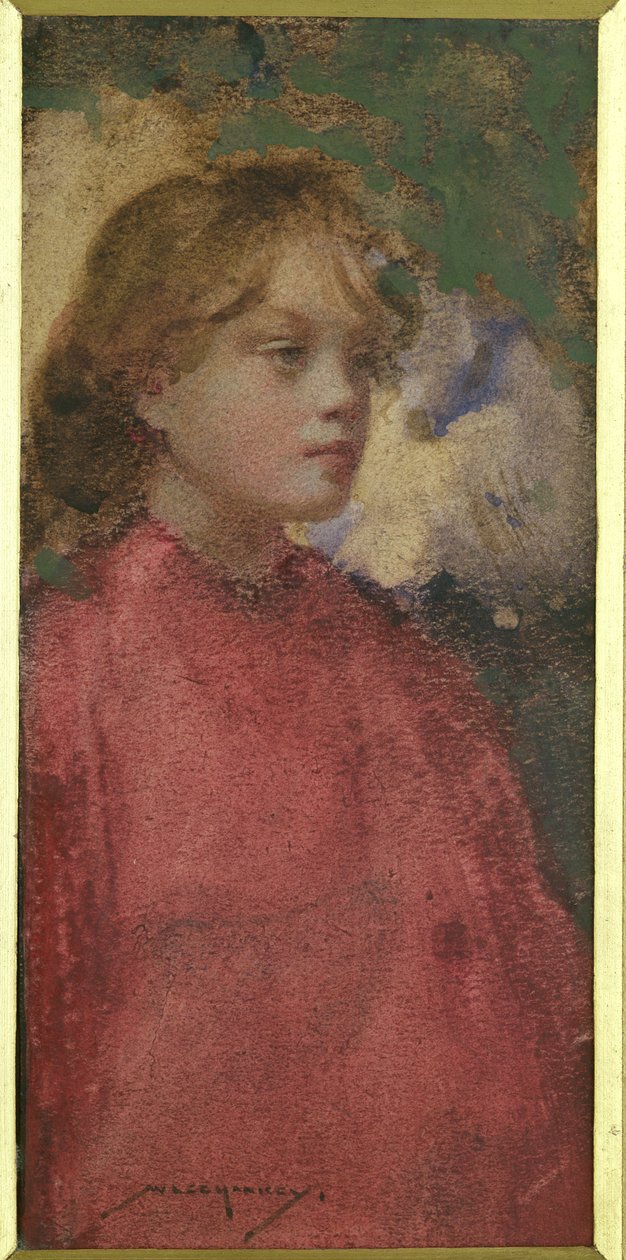 Rapariga em Vermelho (aguarela sobre papel) de William Lee Hankey