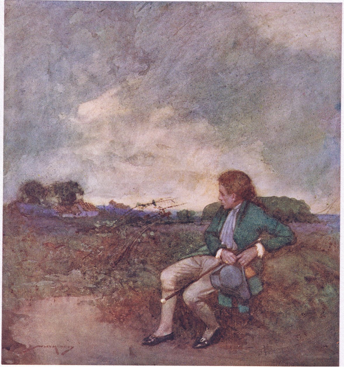 Aqui, enquanto faço as minhas rondas solitárias, no meio dos teus emaranhados passeios, e terrenos em ruínas (cor litho) de William Lee Hankey