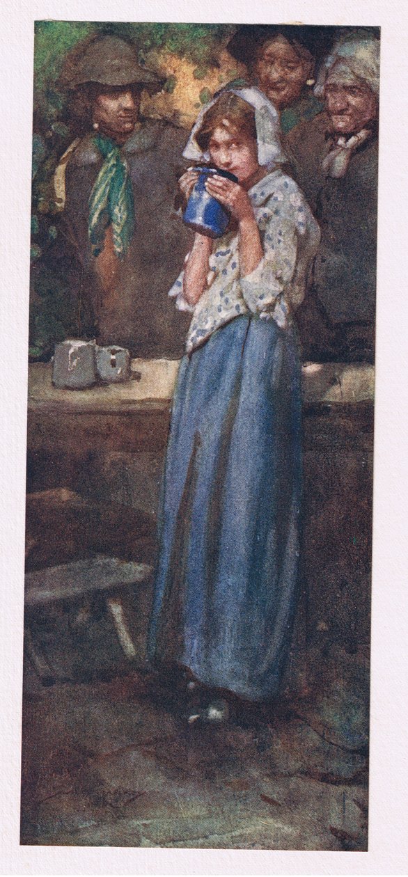 Nem a criada tímida, meio disposta a ser pressionada, deve beijar o copo para o passar para descansar (cor litho) de William Lee Hankey