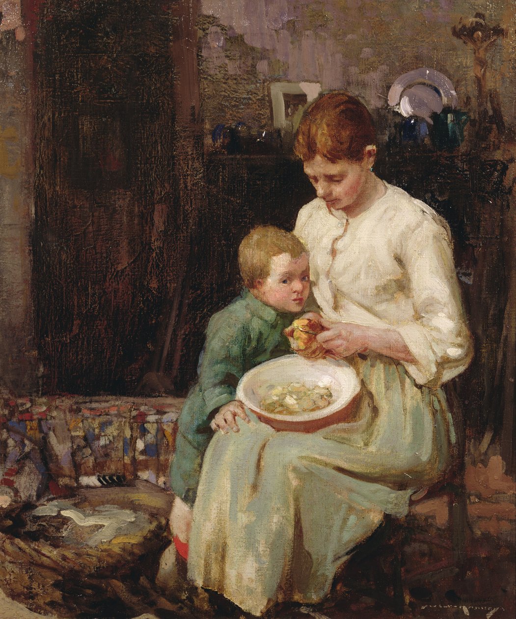 Preparação da refeição (óleo sobre tela) de William Lee Hankey