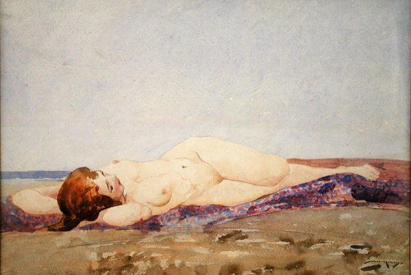 Nudez recortada (aguarela sobre papel) de William Lee Hankey