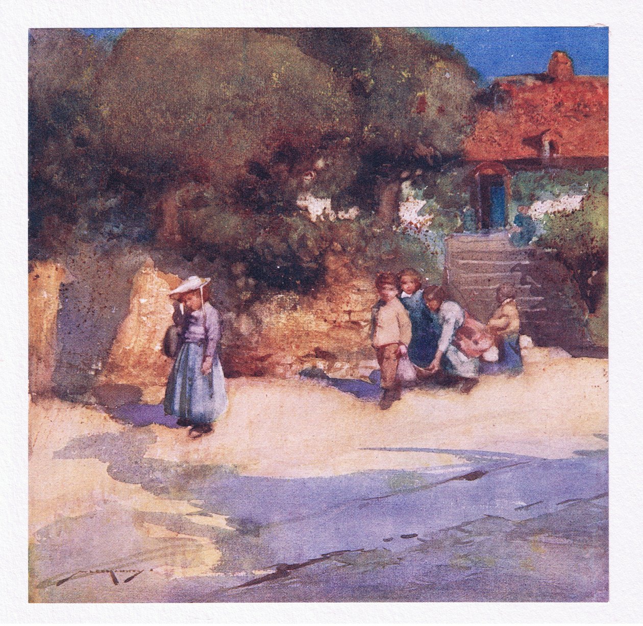 As crianças brincalhonas acabam de se soltar da escola (cor litho) de William Lee Hankey