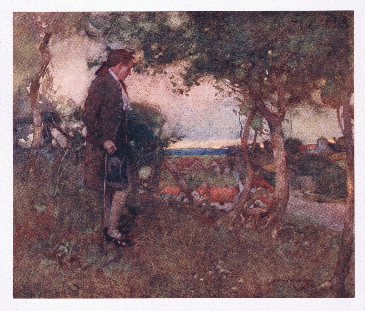 Aí, à medida que passava por passos descuidados e lentos, as notas de mistura vinham suavizadas de baixo (cor litho) de William Lee Hankey
