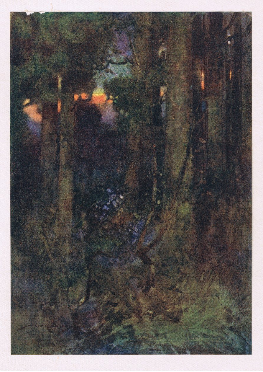 Aqueles bosques foscos onde as aves se esqueceram de cantar, mas morcegos silenciosos em cachos sonolentos agarram-se (cor litho) de William Lee Hankey