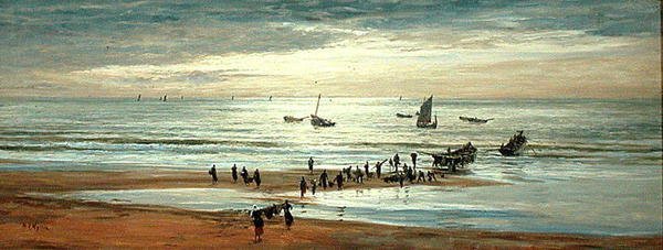 Cena de praia na costa norte da França (óleo sobre tela) de William Lionel Wyllie