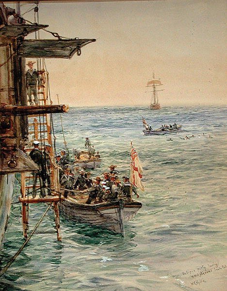 Eclipse Party Leaving H.M.S. Theseus, Santa Pola (aguarela sobre papel) de William Lionel Wyllie