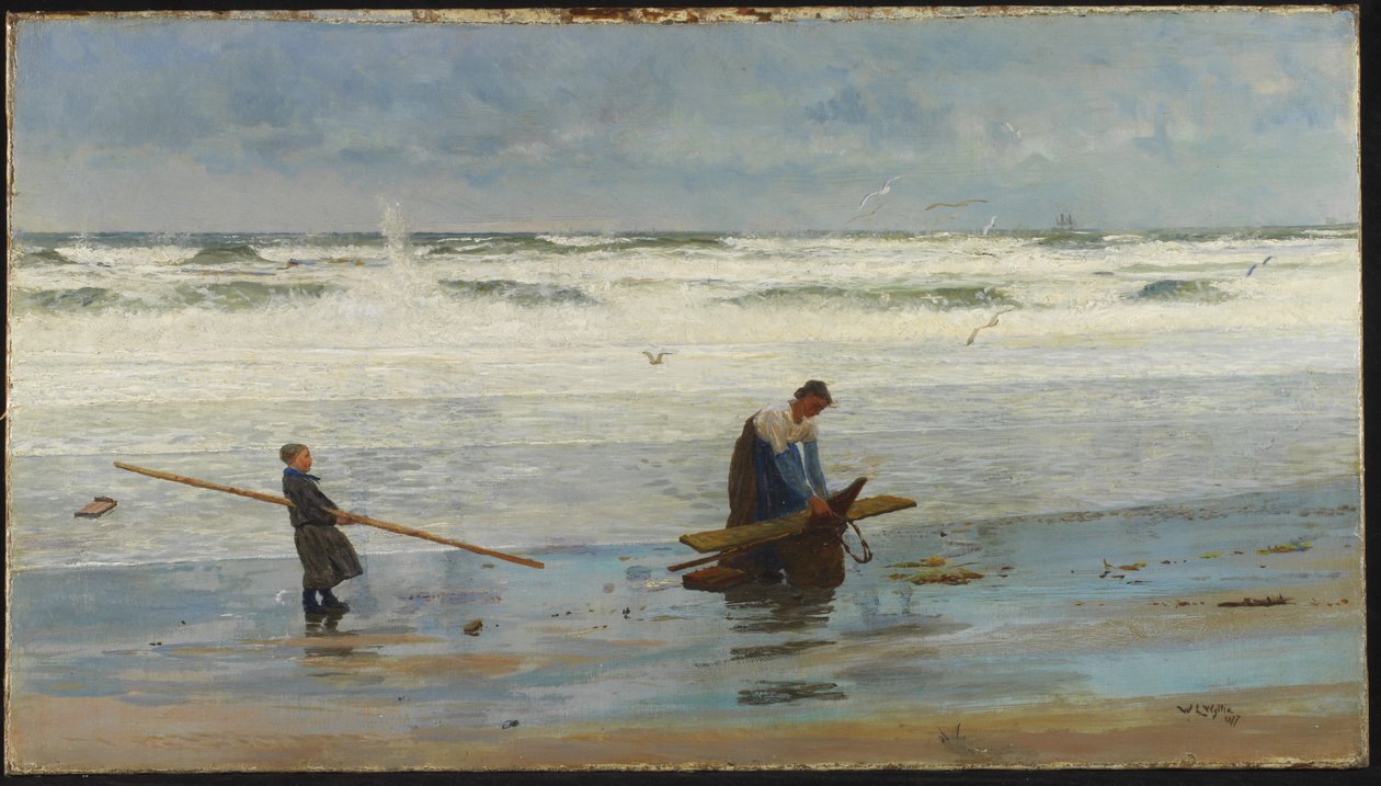 Gathering Driftwood, Holanda, 1877 de William Lionel Wyllie