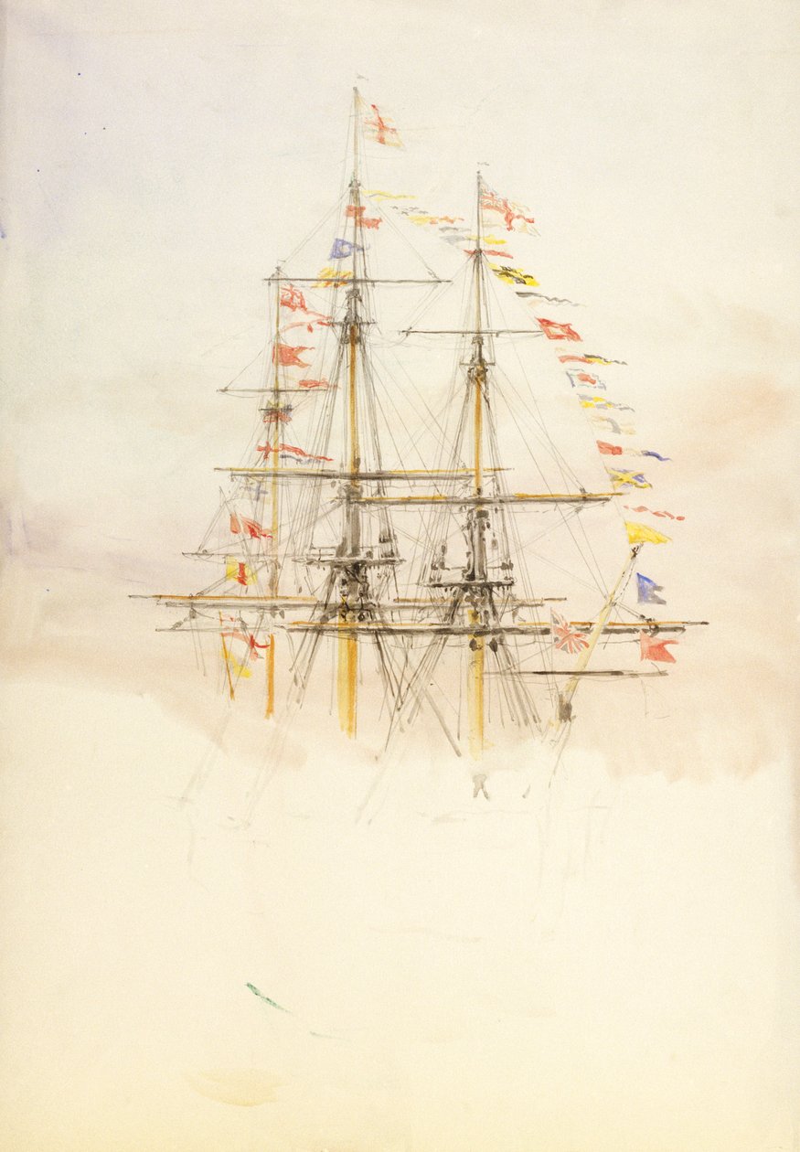 Mastros do HMS "Victory", finais do século XIX e início do século XX (aguarela, grafite) de William Lionel Wyllie