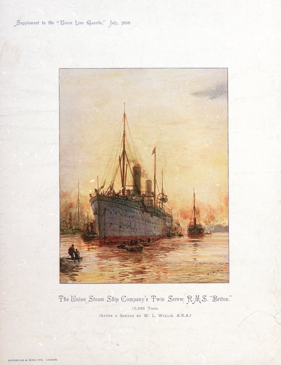 RMS "Briton", finais do século XIX a princípios do século XX (cromolitografia) de William Lionel Wyllie