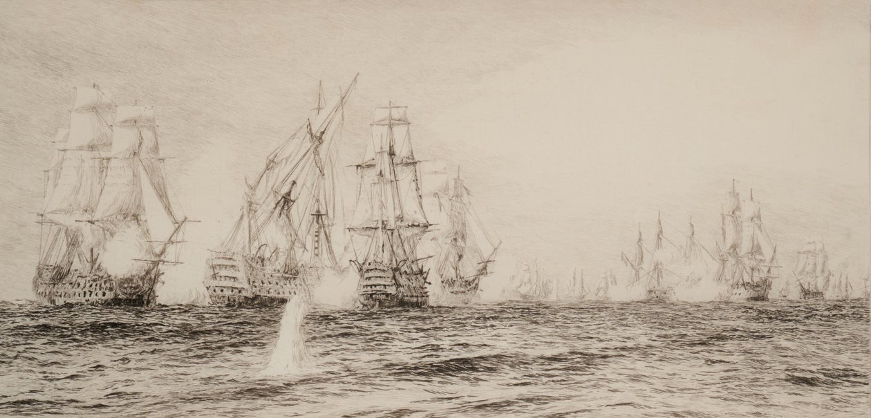 Navios, quatro mastros, engajados na batalha de William Lionel Wyllie