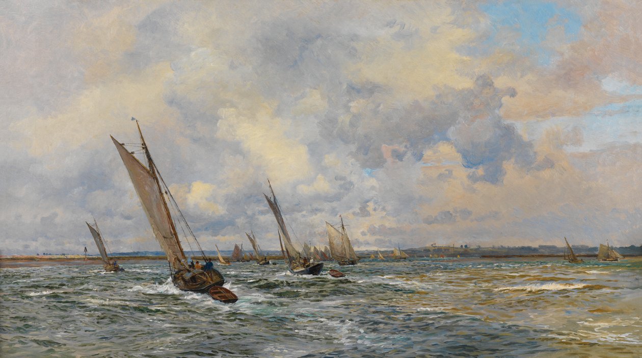 Camarões Transportando a Barlavento (Óleo sobre tela) de William Lionel Wyllie