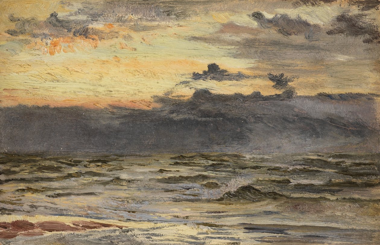 Estudo para a praia do mar após uma tempestade (óleo a bordo) de William Lionel Wyllie