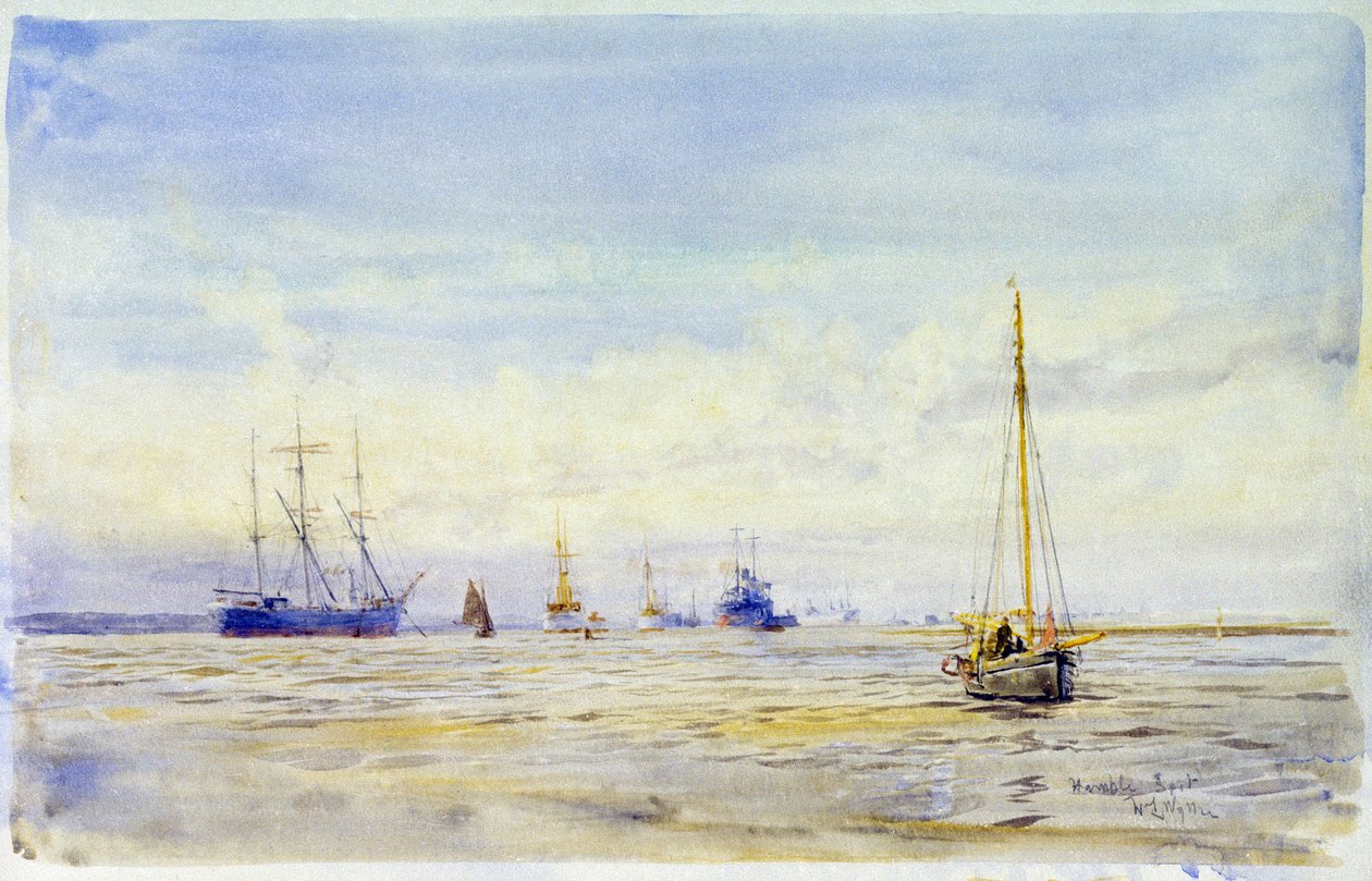 O rio Hamble (Inglaterra) e passeios de barco. Aguarela, finais do século XIX, de William Lionel Wyllie (1851-1931). de William Lionel Wyllie