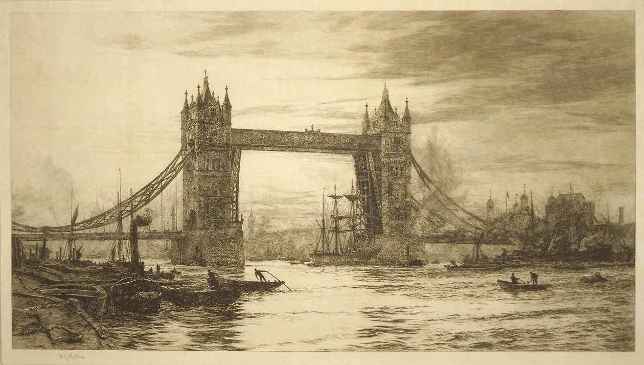 Ponte da Torre vista do Rio Tamisa, Londres, c1894-1931 de William Lionel Wyllie