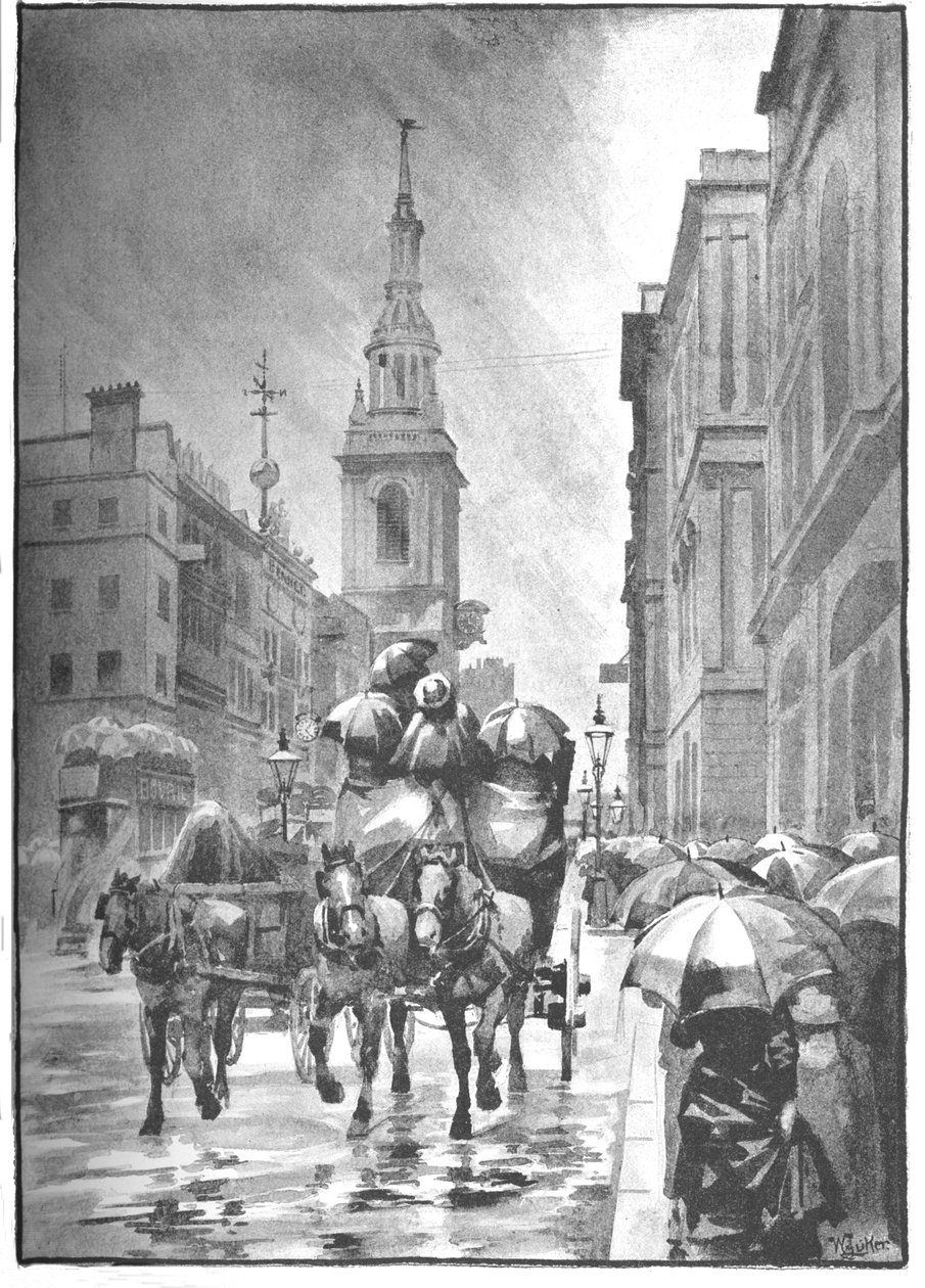Cheapside - Um dia chuvoso, 1891 de William Luker