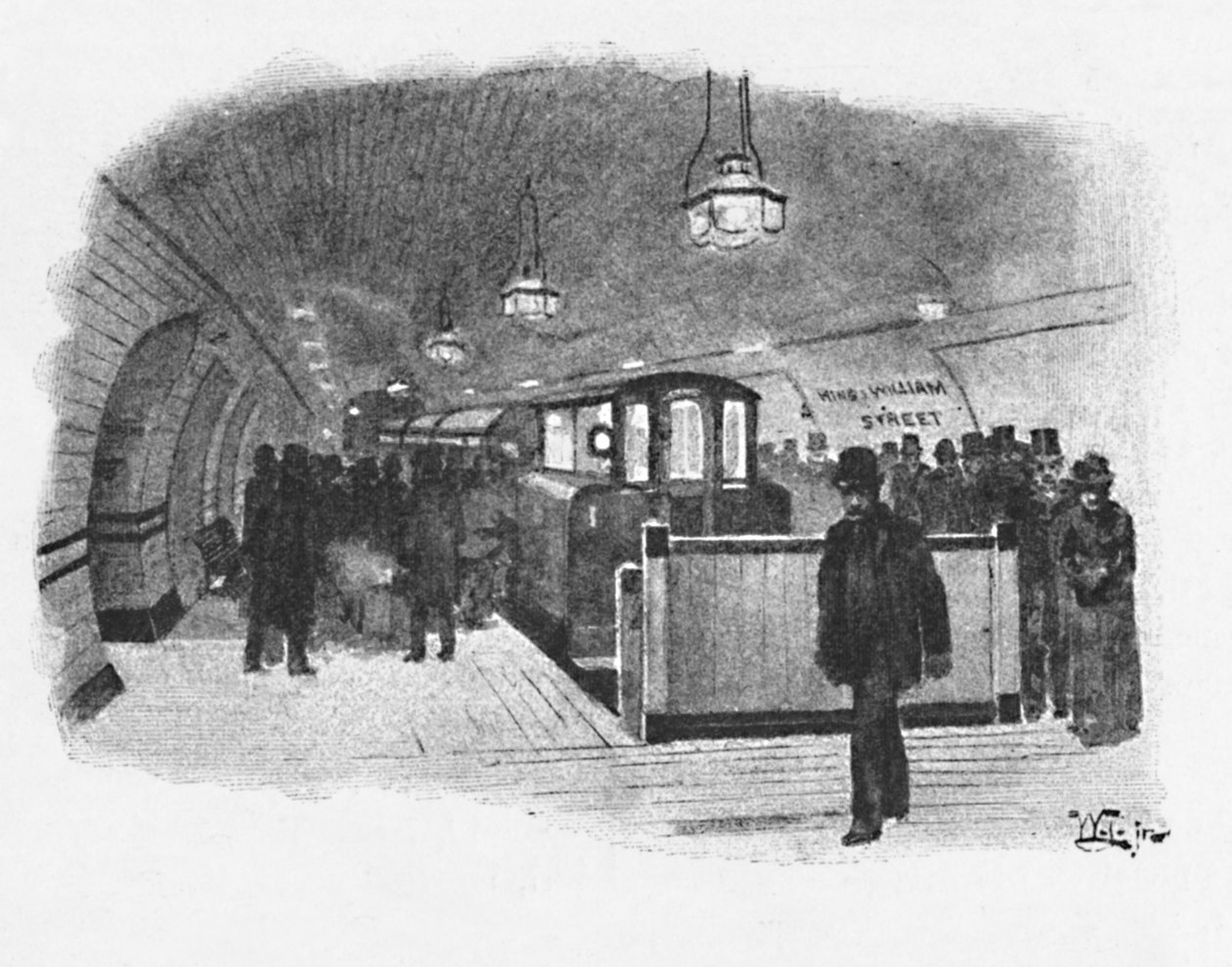 Cidade da estação ferroviária elétrica e sul de Londres, King William Street, 1891 de William Luker