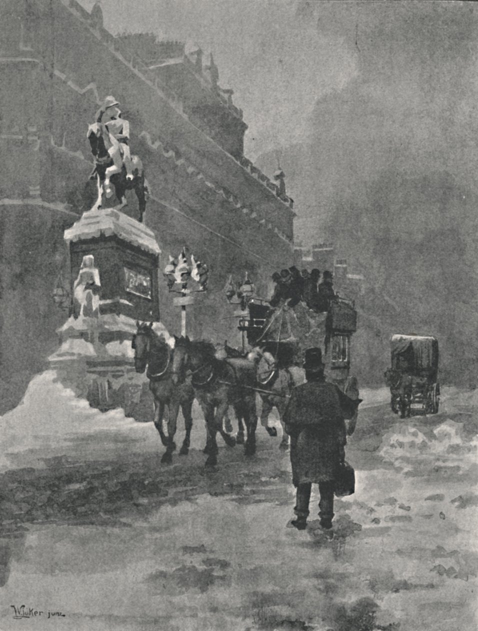 Holborn Circus - uma manhã de inverno, 1891 de William Luker