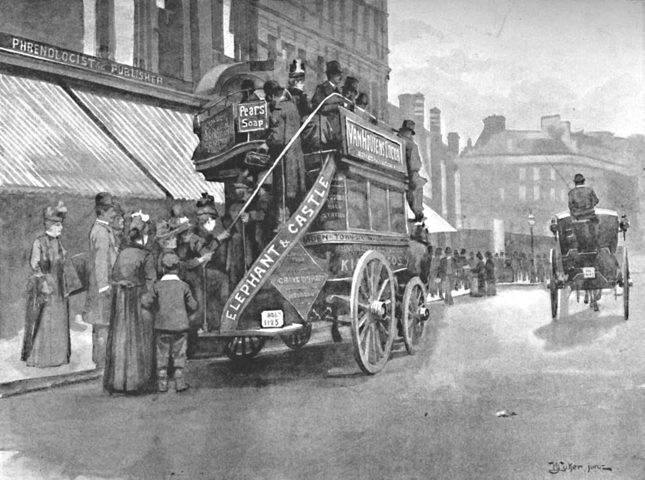 New Bridge Market - luta pelo ônibus, 1891 de William Luker