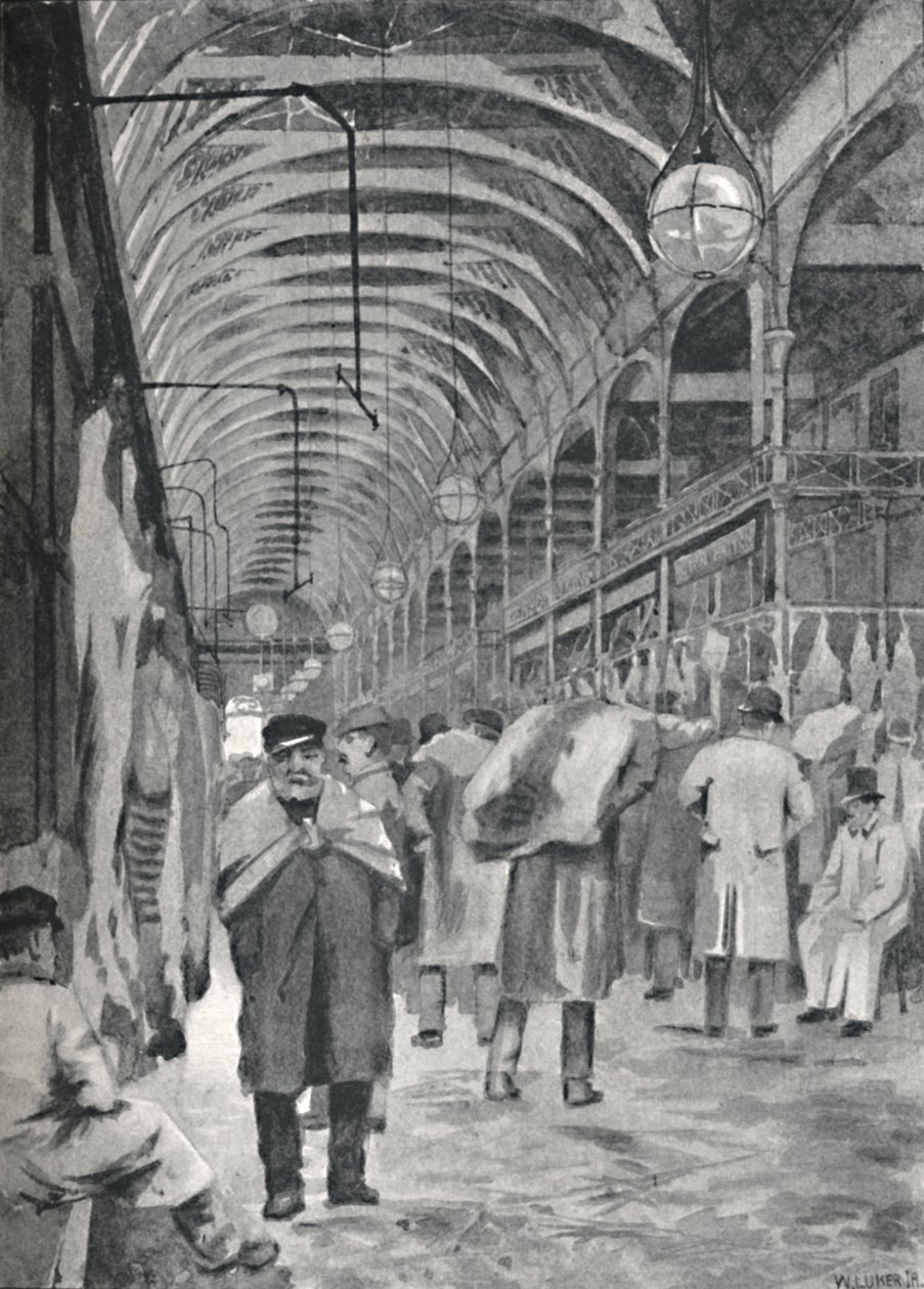 O mercado metropolitano de carne, Smithfield, 1891 de William Luker