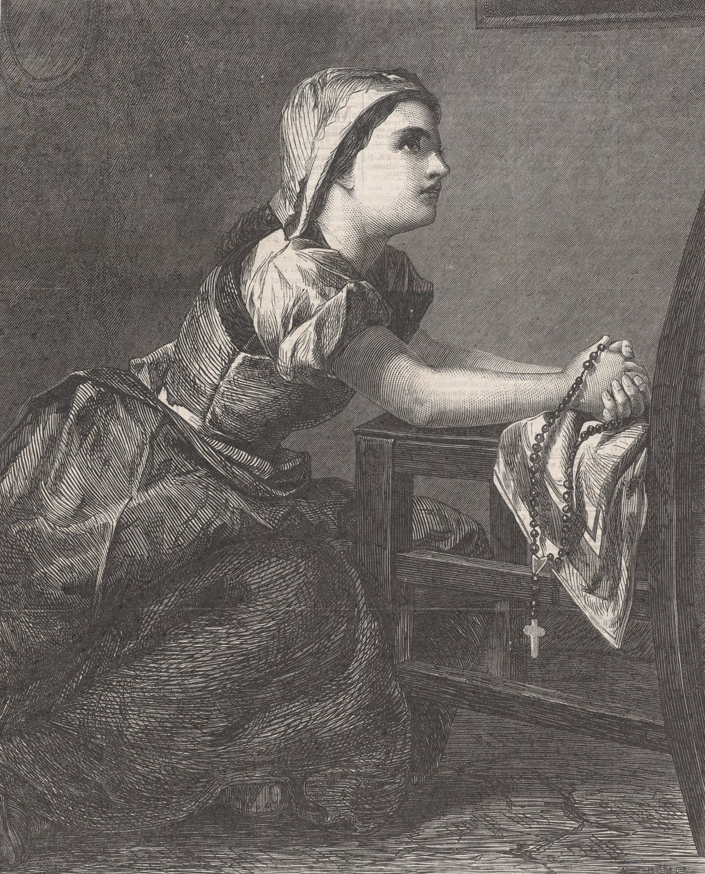 La Prière The Prayer, de Illustrated London News, 2 de março de 1867. de William Luson Thomas