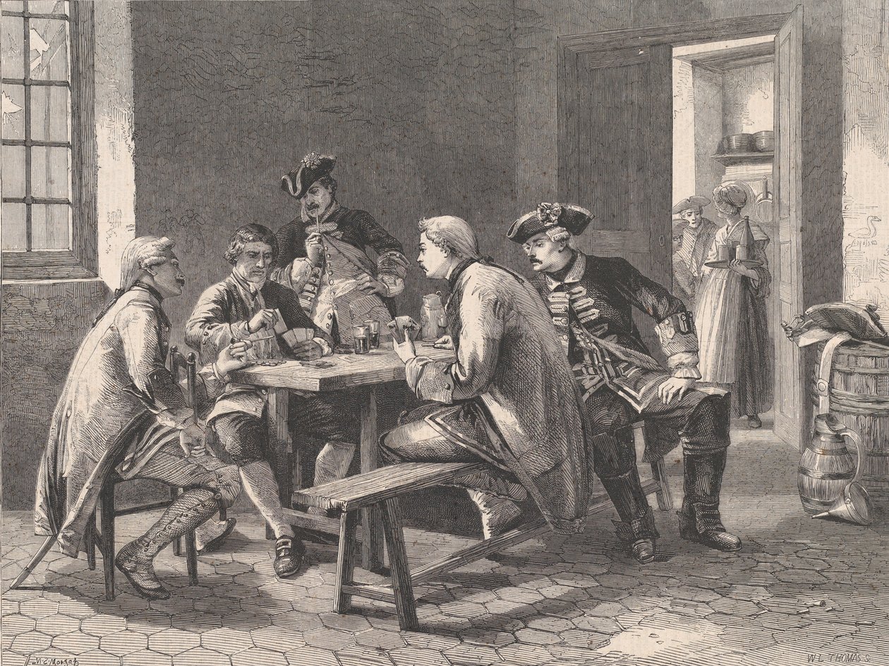 Soldados jogando cartas, do Illustrated London News, 4 de maio de 1861 de William Luson Thomas