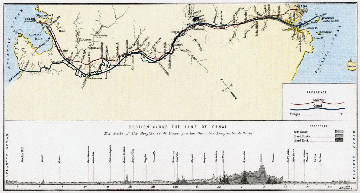 Plano do Canal do Panamá, final do século XIX. de William Mackenzie