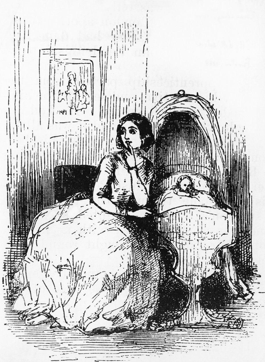 Ilustração para História de Pendennis, Suas Fortunas e Desventuras, Seus Amigos e Seu Maior Inimigo, romance de William Makepeace Thackeray (1811-1863), gravura após desenho de William Makepeace Thackeray (1811-1863), publicado em 1888, Boston de William Makepeace Thackeray