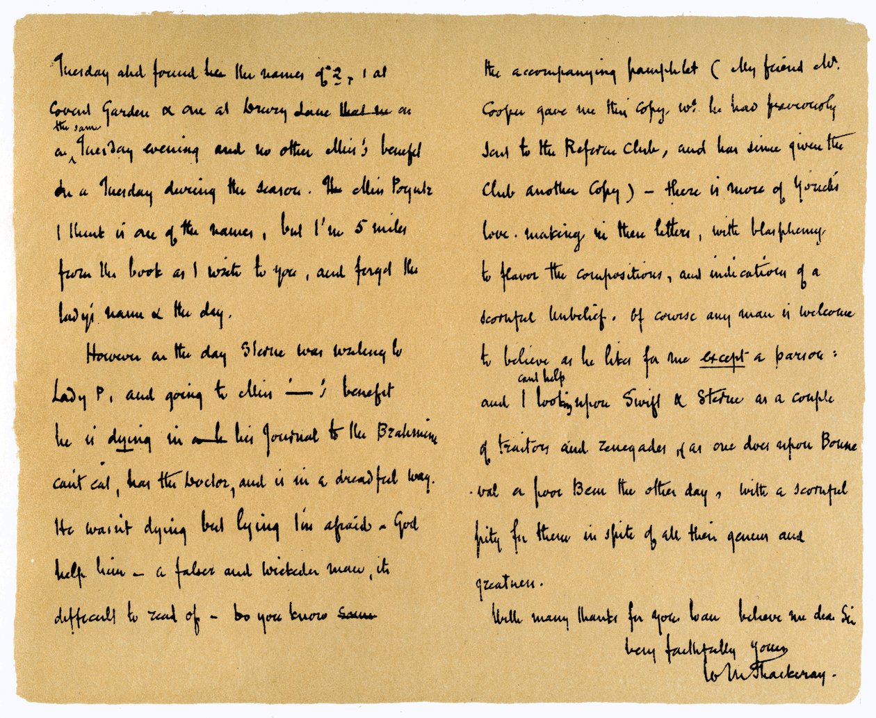 Carta de William Makepeace Thackery a TW Gibbs, 12 de setembro de 1851. de William Makepeace Thackeray