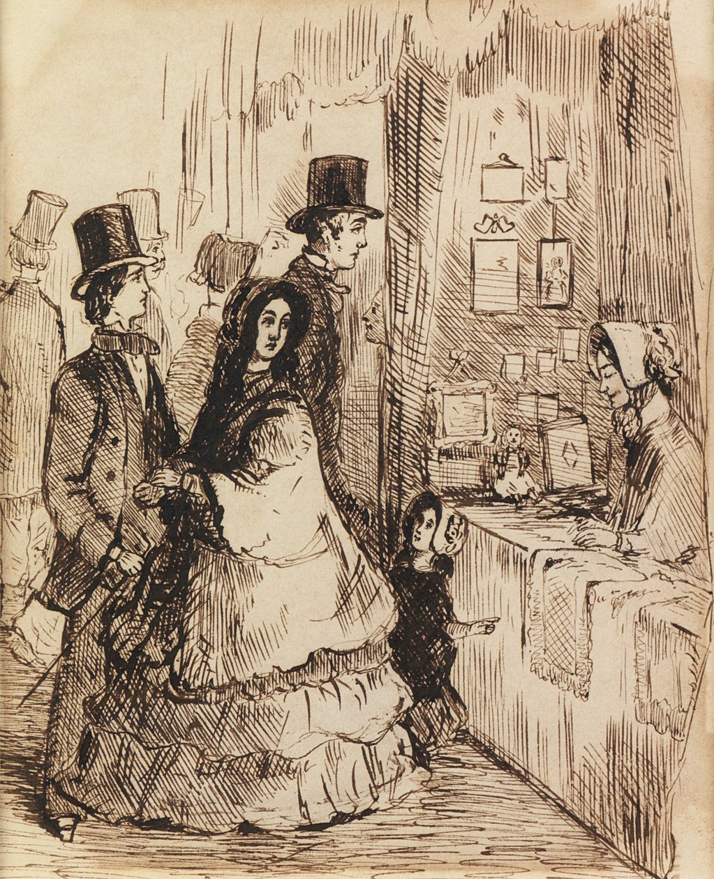 Virtude recompensada: um estande na Vanity Fair (caneta e tinta) de William Makepeace Thackeray