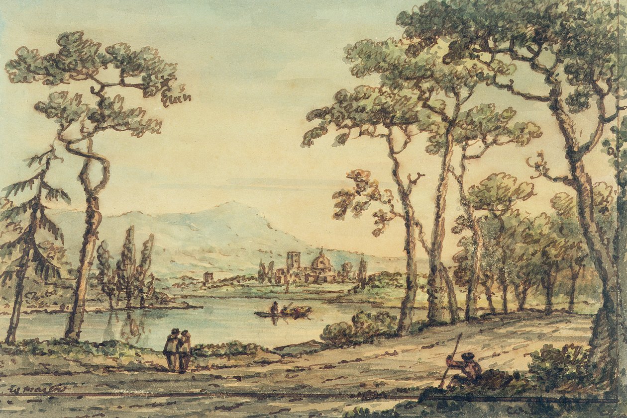 A View of Florence (caneta e tinta e aquarela) de William Marlow