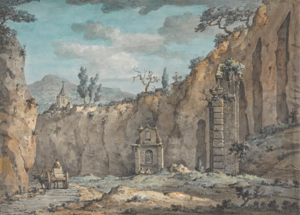 Oxcart na Gruta em Posillipo de William Marlow