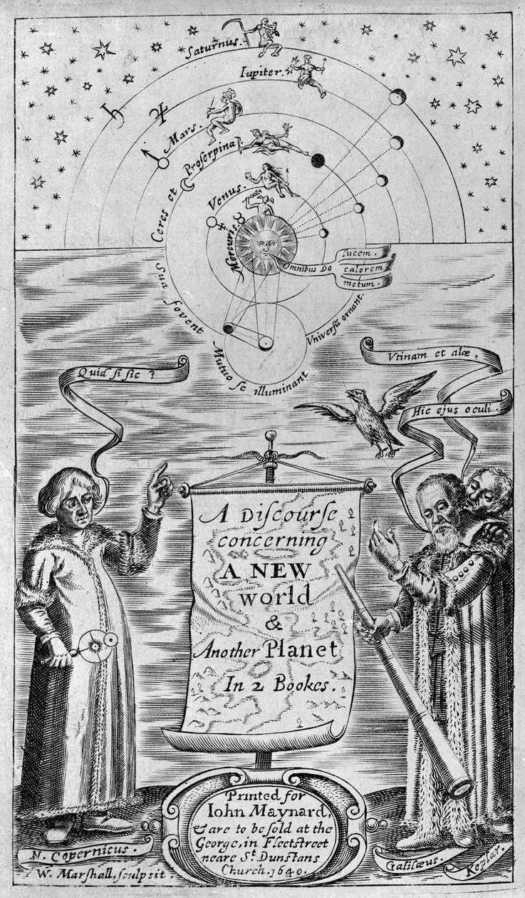 Um discurso sobre um novo mundo e outro planeta em 2 livros, 1640 (frontispício) de William Marshall