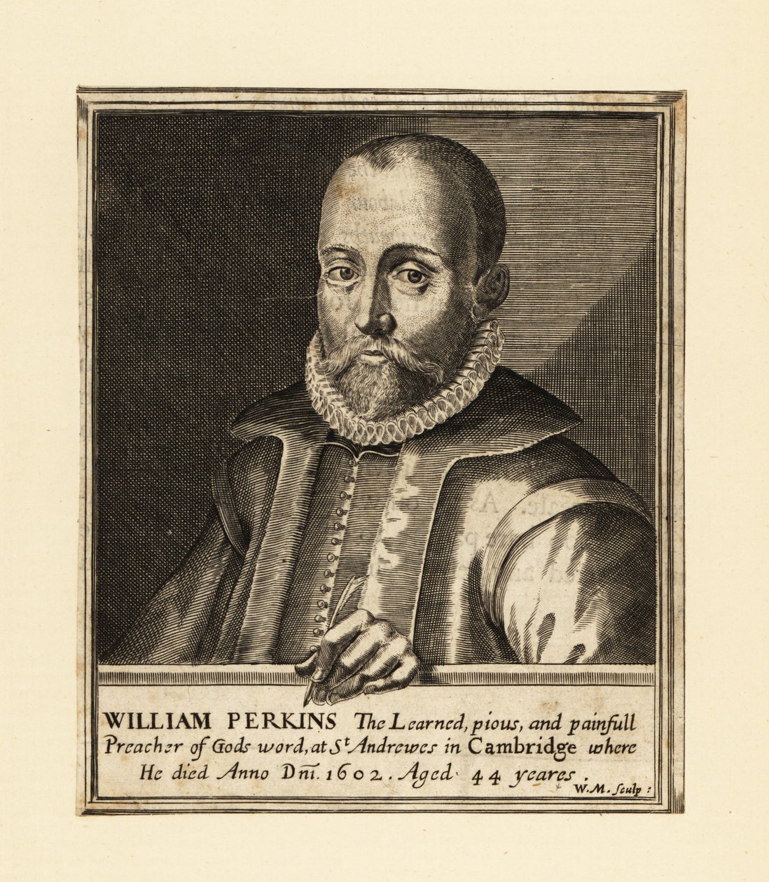 Retrato de William Perkins, clérigo inglês e teólogo de Cambridge de William Marshall