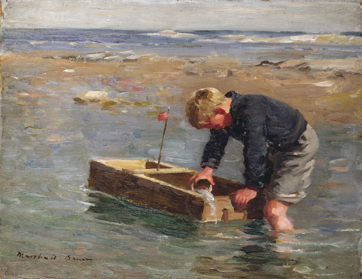 Afiançando o barco (óleo sobre tela) de William Marshall Brown