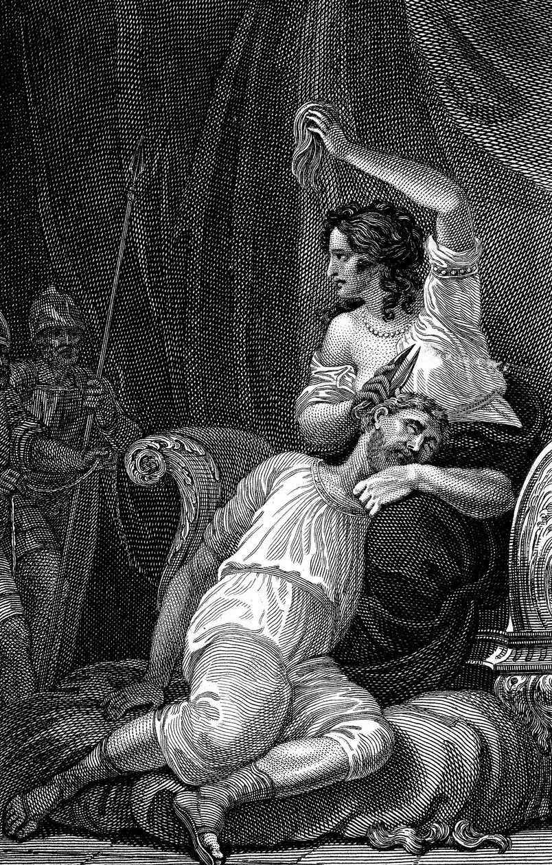 Dalila corta o cabelo de Samsons, tirando sua força, 1820 de William Marshall Craig