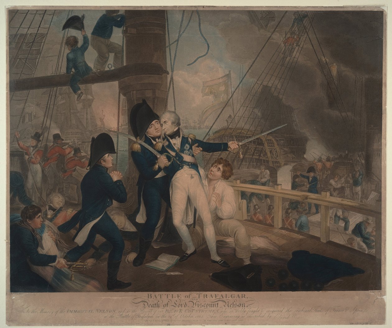 A Batalha de Trafalgar e a Morte de Nelson, 1806 de William Marshall Craig