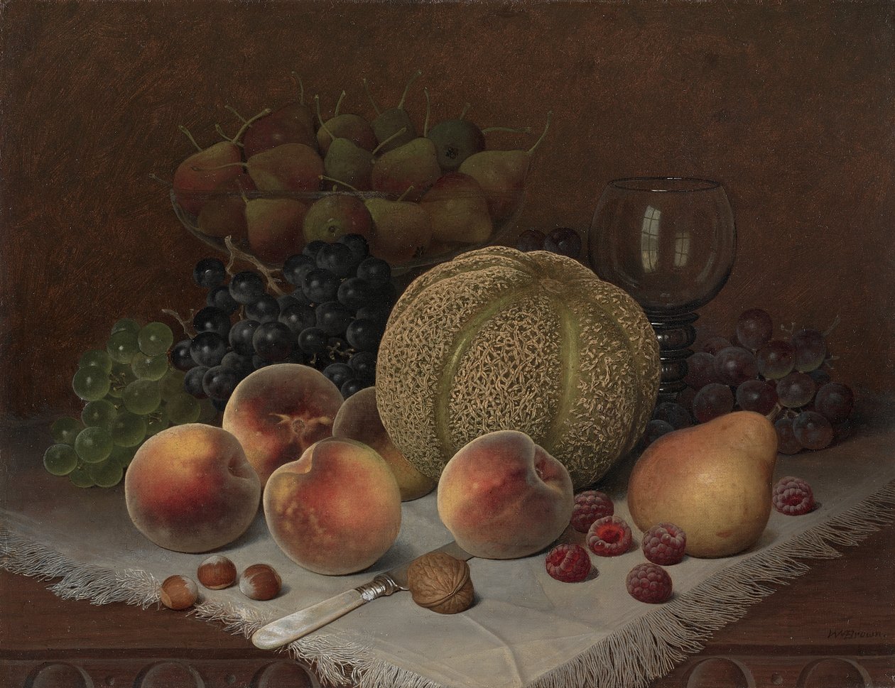 Natureza morta com melão, c.1880 (óleo sobre tela) de William Mason Brown
