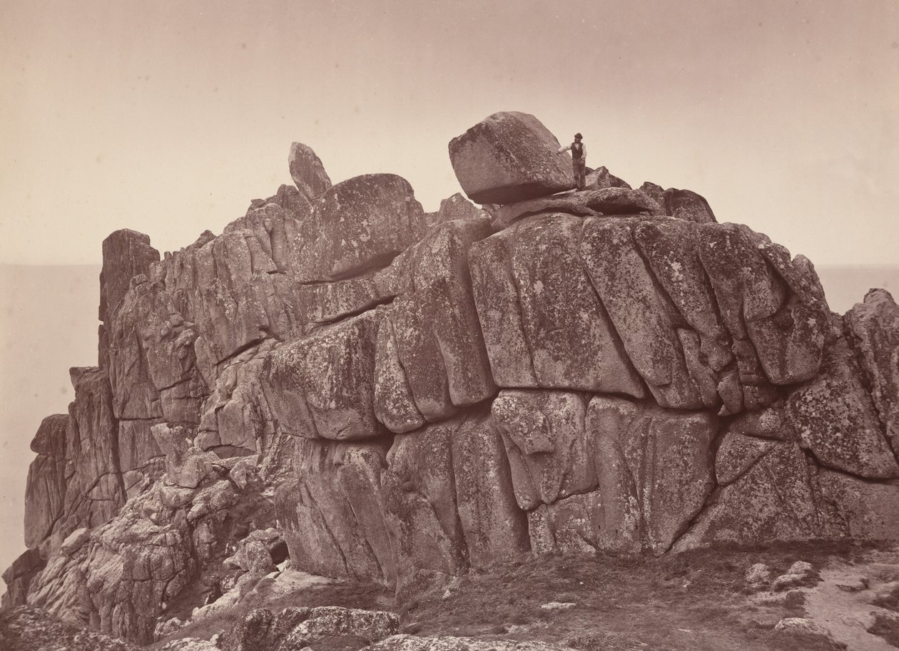 O rochedo de Logan, costa sul da Cornualha, década de 1860 (foto) de William May