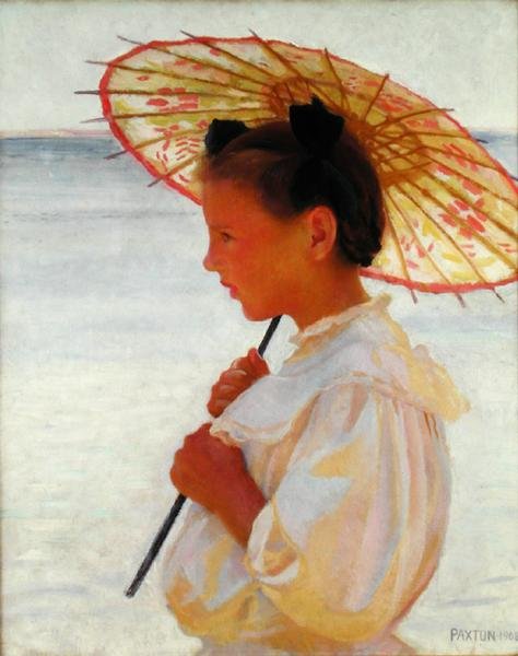 Menina com um guarda-sol chinês de William McGregor Paxton
