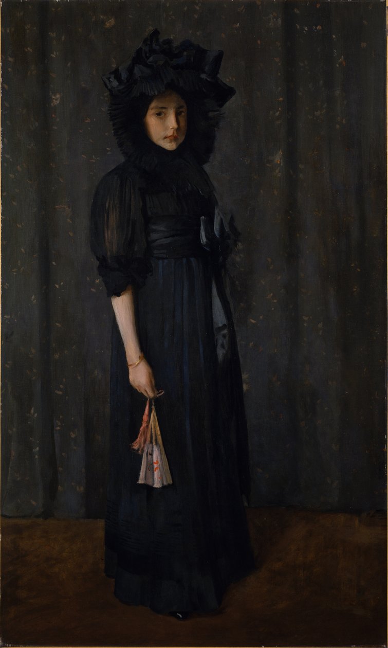 A filha do artista no vestido da mãe (Jovem de preto) de William Merritt Chase