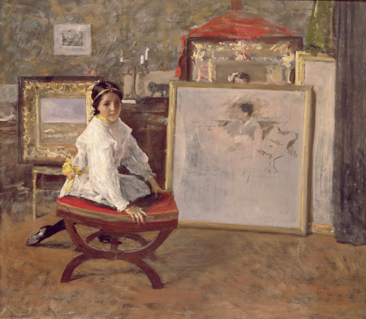 Falaste Comigo, c.1897 (óleo sobre tela) de William Merritt Chase