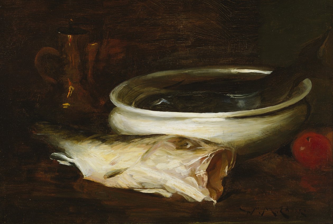 Fish and Still Life, c.1904-1909 (óleo sobre tela) de William Merritt Chase