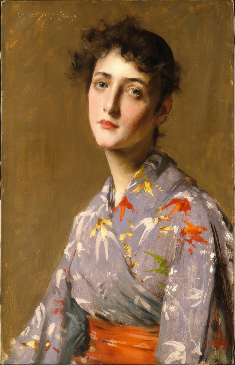 Menina de traje japonês de William Merritt Chase