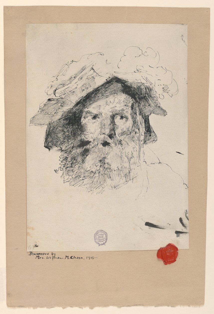 Cabeça de um homem barbudo de William Merritt Chase