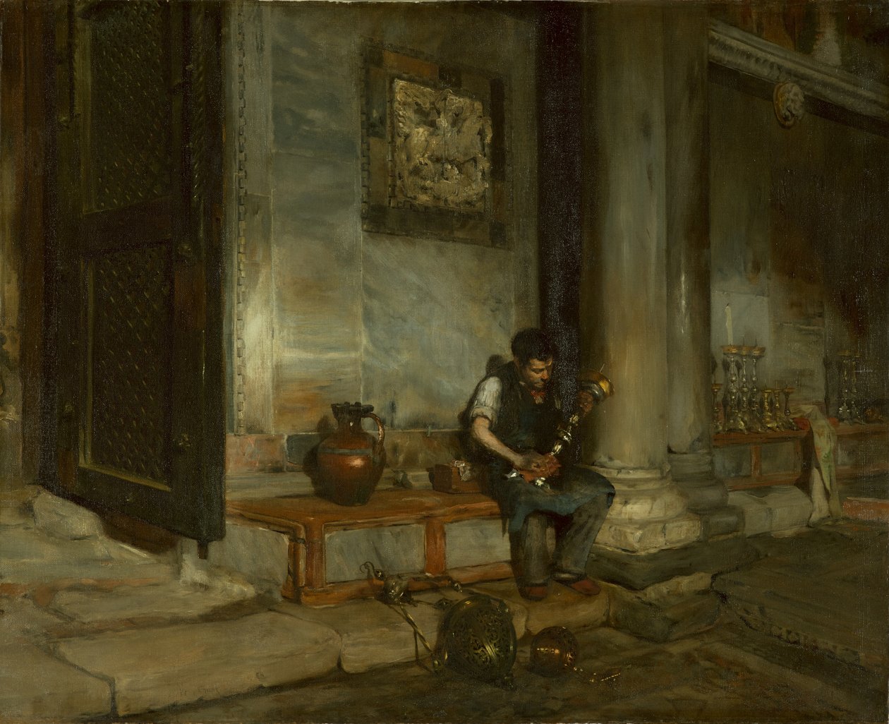 No Batistério de São Marcos, Veneza de William Merritt Chase